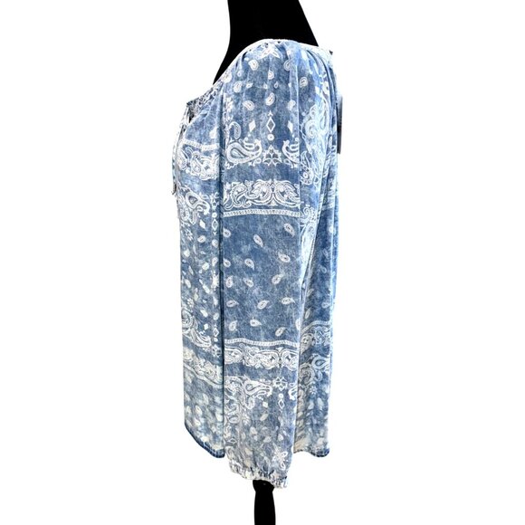 NWT Vintage America Blues XXL Chambray Paisley Faded Bandana Boho Cottage Shirt - Picture 4 of 14
